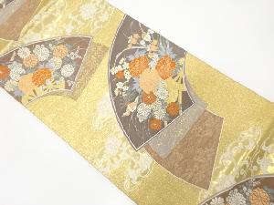 雲取扇面花車文織り出し　袋帯